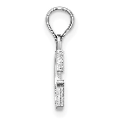 14k White Gold Polished Block Letter G Initial Pendant for Women