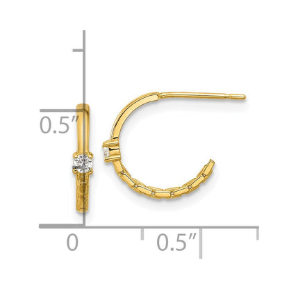 14k Yellow Gold Polished Cubic Zirconia Link Hoop Earrings Gift for Women