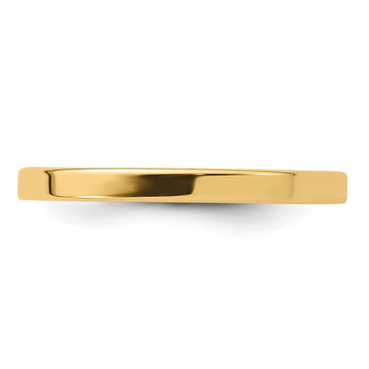 14K Yellow Gold 2mm Standard Weight Flat Comfort Fit Wedding Band Size 6