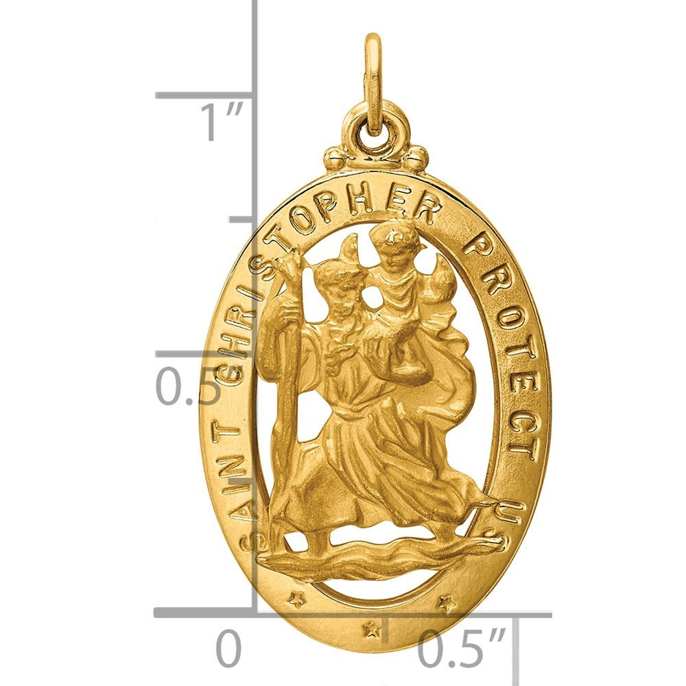 14k Yellow Gold Saint Christopher Medal Pendant