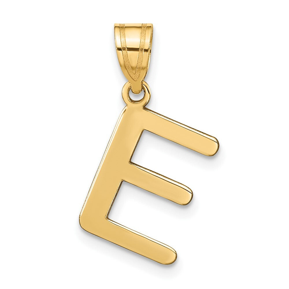14k Yellow Gold Polished Bubble Letter E Initial Pendant for Women
