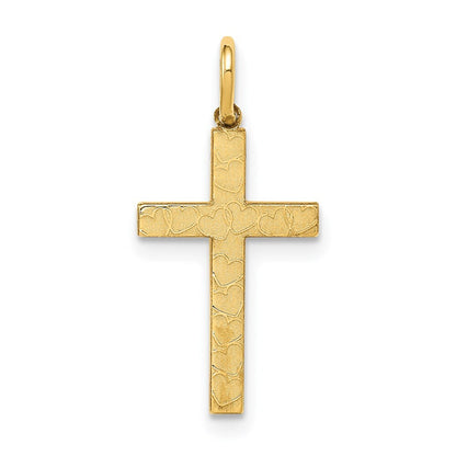 14k Yellow Gold Laser Designed Cross Charm Pendant for Women