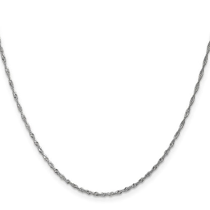 14K White Gold 14 inch 1.4mm Singapore with Spring Ring Clasp Chain Necklace