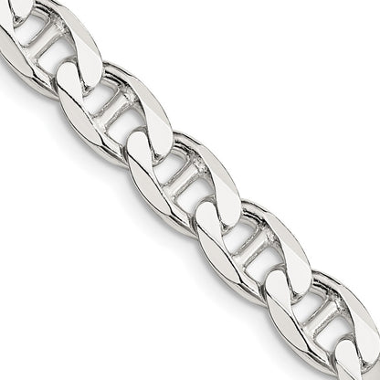 Sterling Silver 7.4mm Diamond-Cut Flat Anchor Curb Chain Necklace