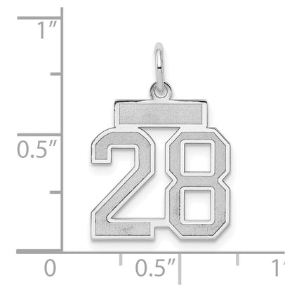 14K White Small Satin Number 28 Charm