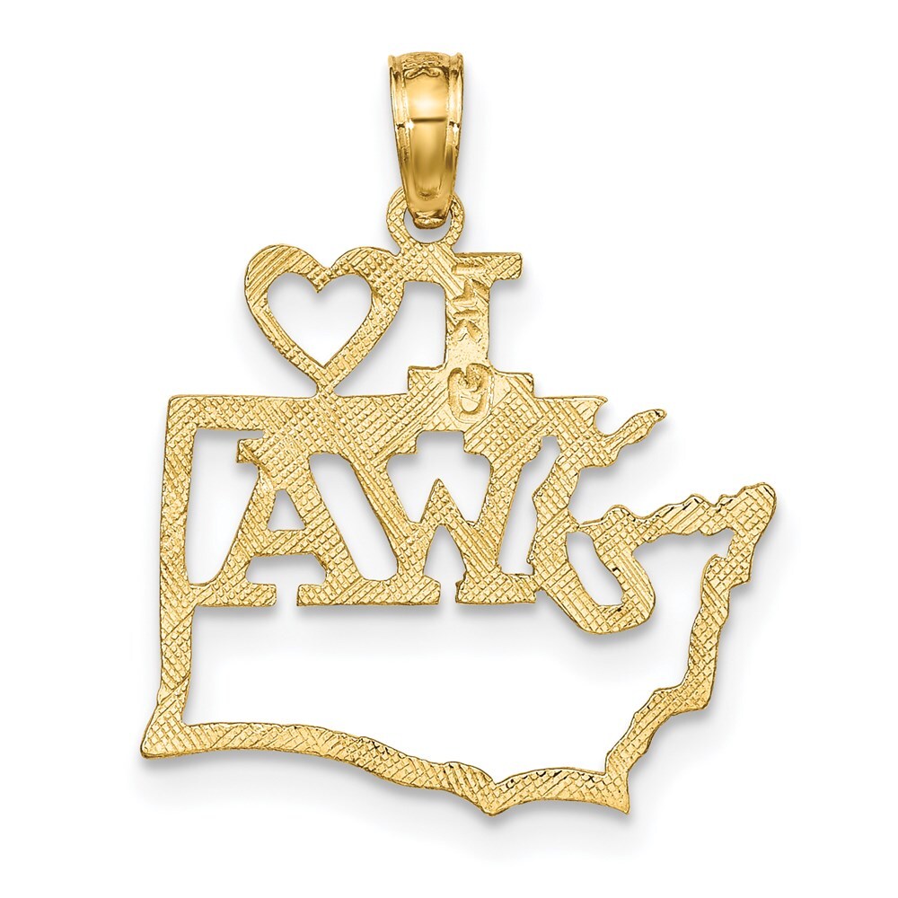 14k Yellow Gold Solid Washington State Pendant for Women