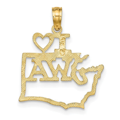 14k Yellow Gold Solid Washington State Pendant for Women