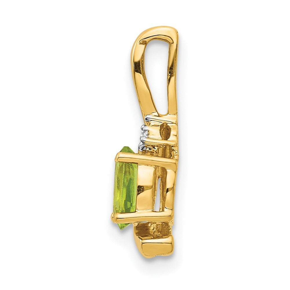 14k Yellow Gold Peridot and Diamond Pendant