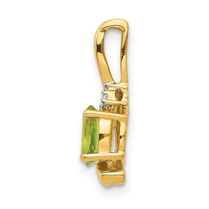 14k Yellow Gold Peridot and Diamond Pendant