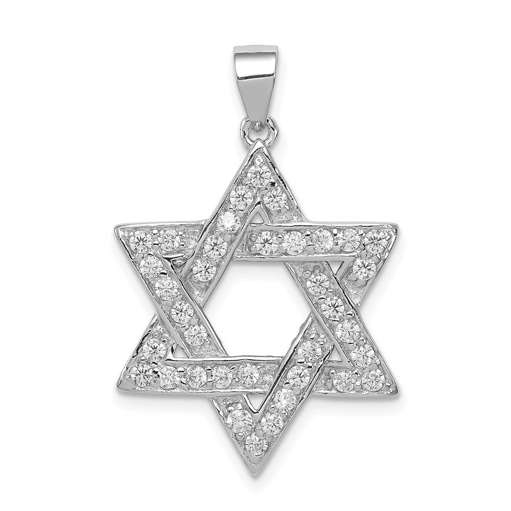 Sterling Silver Rhodium-plated Cubic Zirconia Star of David Pendant