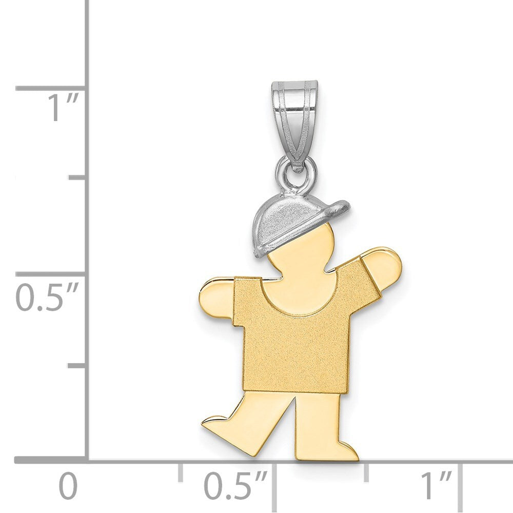14k Two-tone Gold Small Boy  Hat on Left Engravable Charm Pendant
