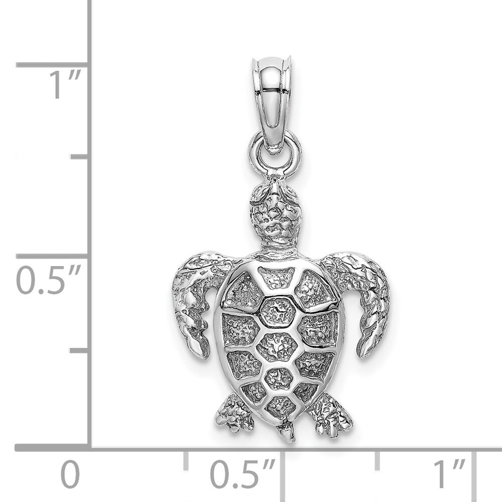 14k White Gold Sea Turtle Charm Pendant for Women