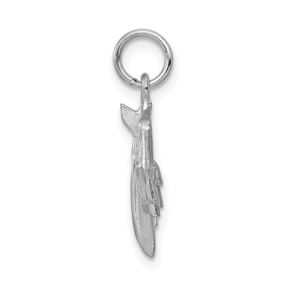 14k White Gold 3-D Airplane Charm Pendant for Women