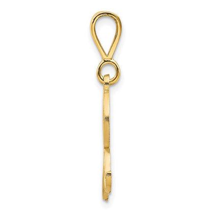 14k Yellow Gold Polished Script Filigree Letter R Initial Pendant for Women