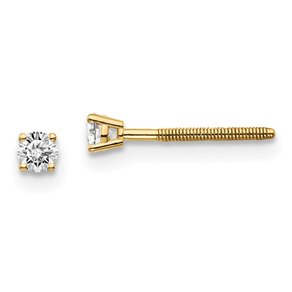 14ky .10ct. SI3 G-I Diamond Stud Thread on/off Earrings