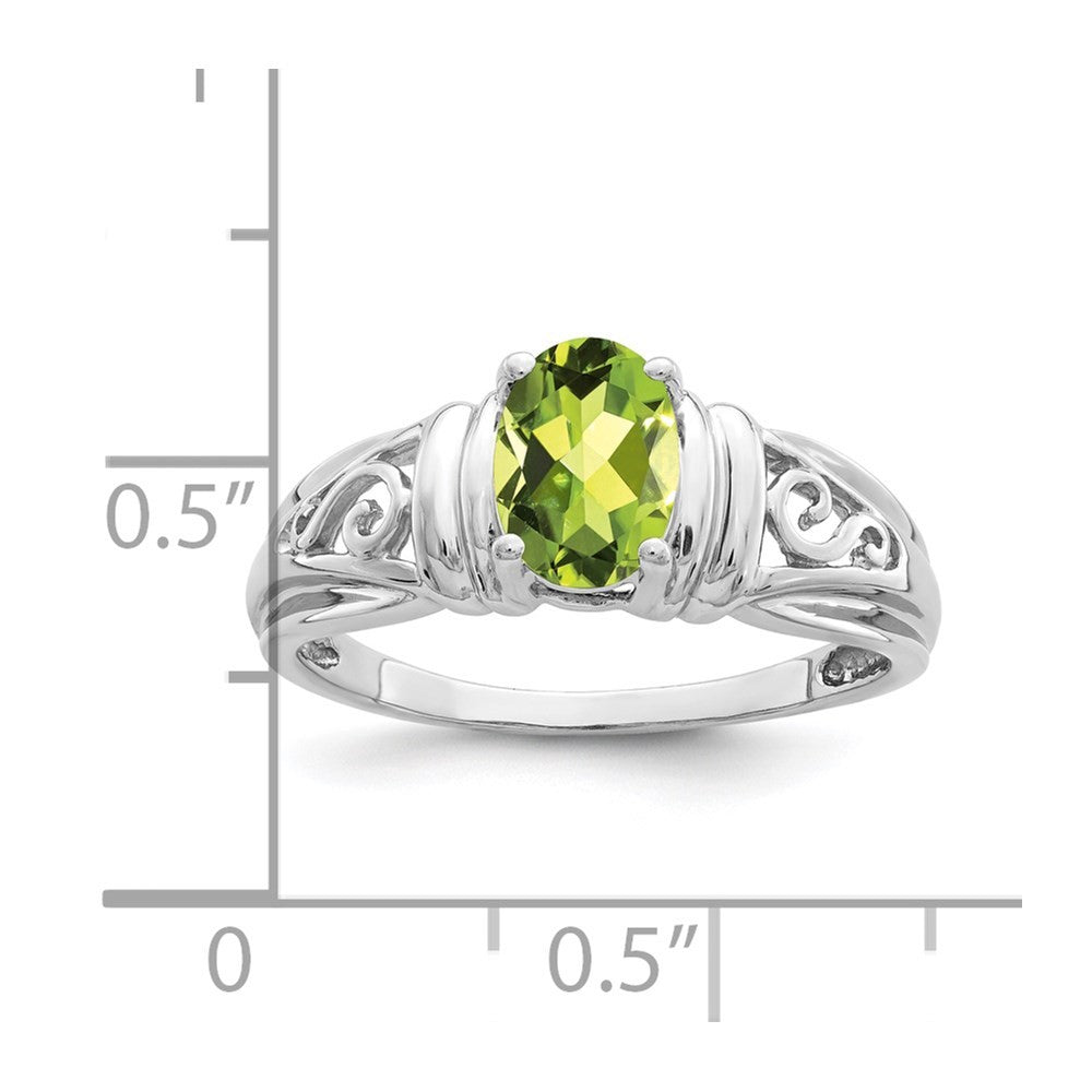 14k White Gold 7x5mm Oval Peridot ring