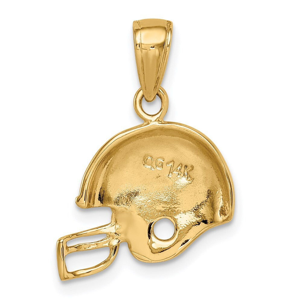 14k Yellow Gold Football Helmet Pendant for Women