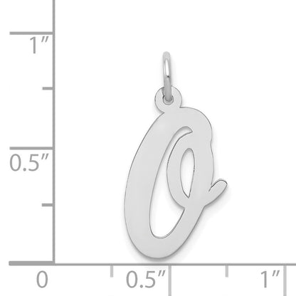 14k White Gold Large Script Letter O Initial Charm Pendant for Women
