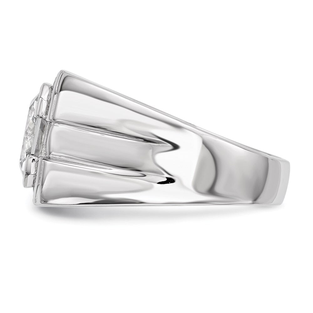 Sterling Silver Rhodium-plated Mens Cubic Zirconia Ring Size 9