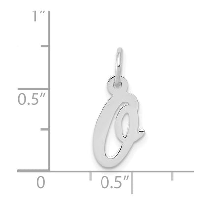 14k White Gold Small Script Letter O Initial Charm Pendant