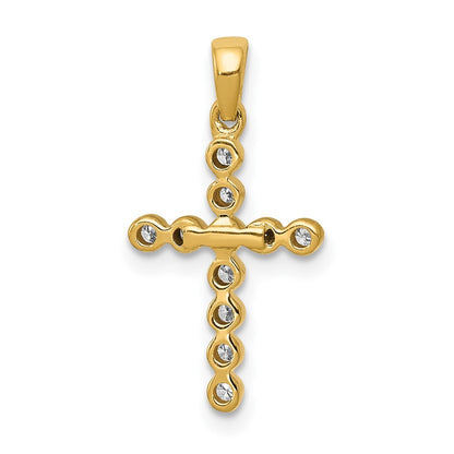14k Yellow Gold Polished 1/10ct. Diamond Cross Pendant for Women
