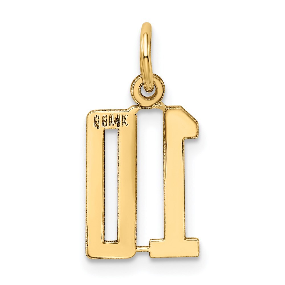 14k Yellow Gold Small Elongated Number 10 Charm Pendant for Women