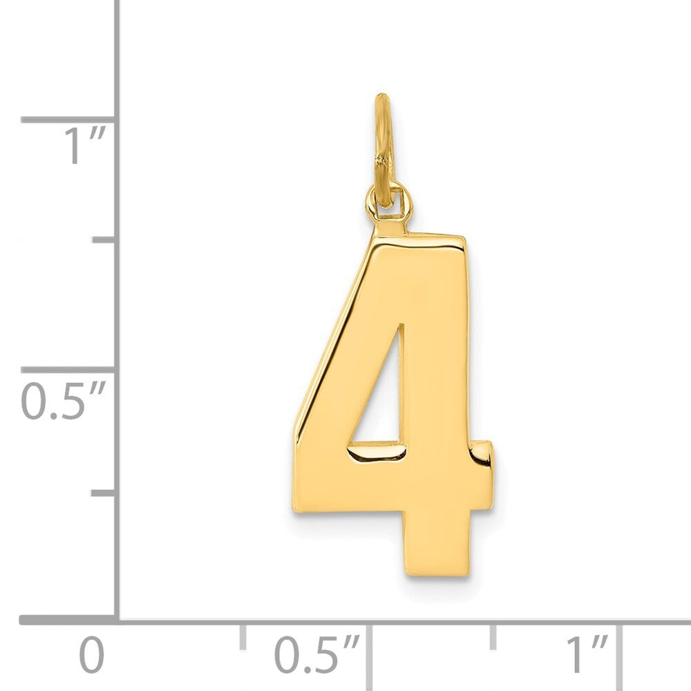 14k Yellow Gold Large Polished Number 4 Charm Pendant