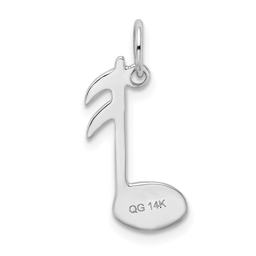 14k White Gold Polished Flat-Backed Musical Note Charm Pendant for Women