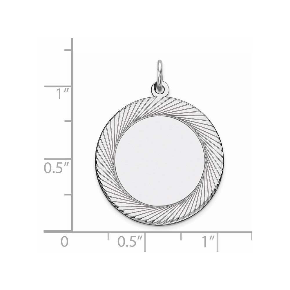 Sterling Silver Rhod-plated Round Polish Front Satin Back Disc Charm