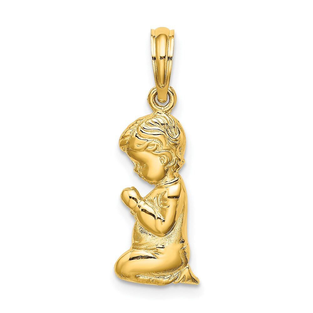 14k Yellow Gold Praying Boy Charm Pendant for Women