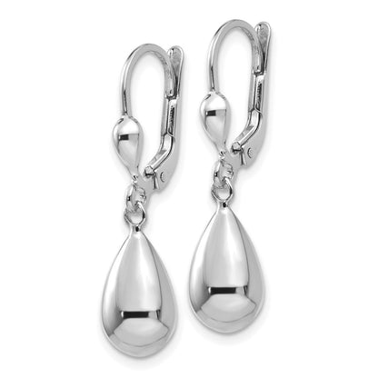 14k White Gold Polished Drop Dangle Earrings