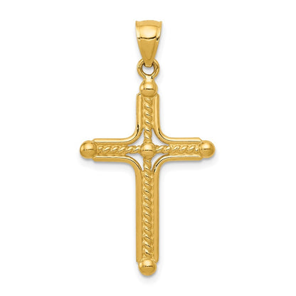 14k Yellow Gold Polished Braided Cross Pendant