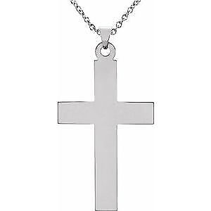 14k White Gold Cross Pendant Necklace 18"