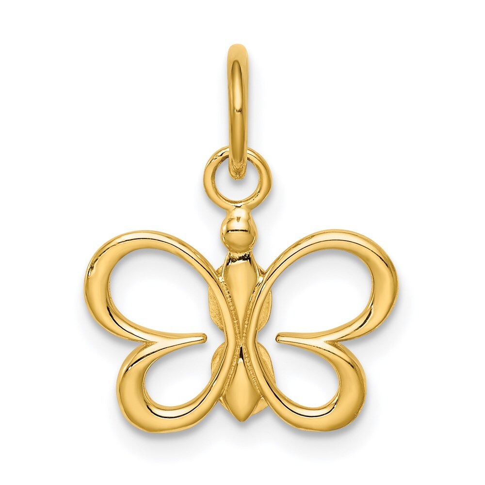 14k Yellow Gold Butterfly Pendant for Women