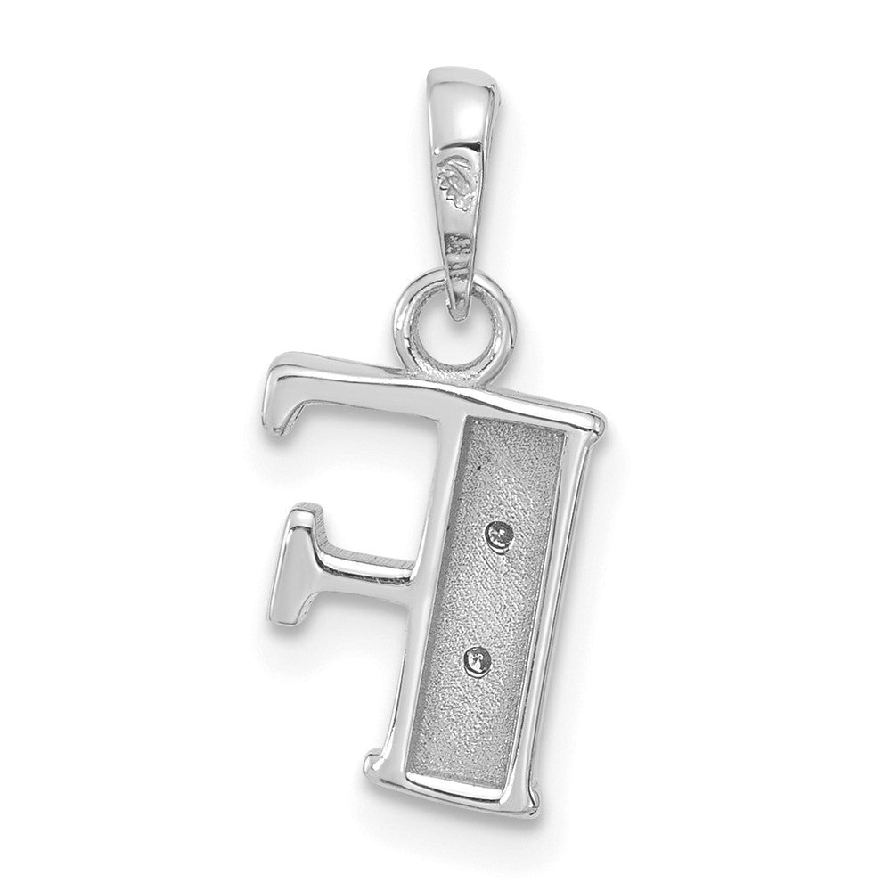 14k White Gold Diamond Letter F Initial Pendant