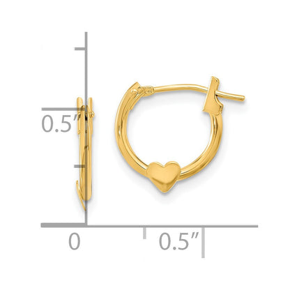 14k Yellow Gold Heart Hoop Earrings