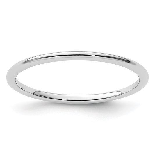 14K White Gold 1.2mm Half Round Polished Stackable Band Size 8