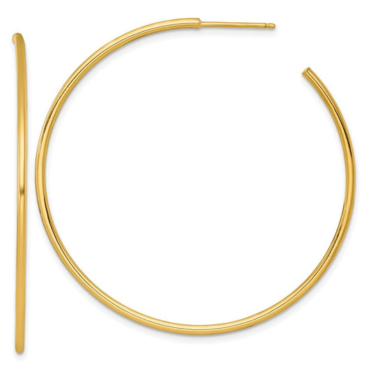 14k Yellow Gold Polished 1.5 x 50mm Solid C-Hoop Earrings