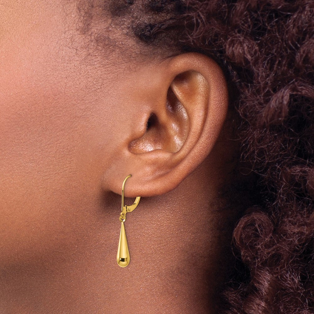 14k Yellow Gold Teardrop Drop Dangle Earrings