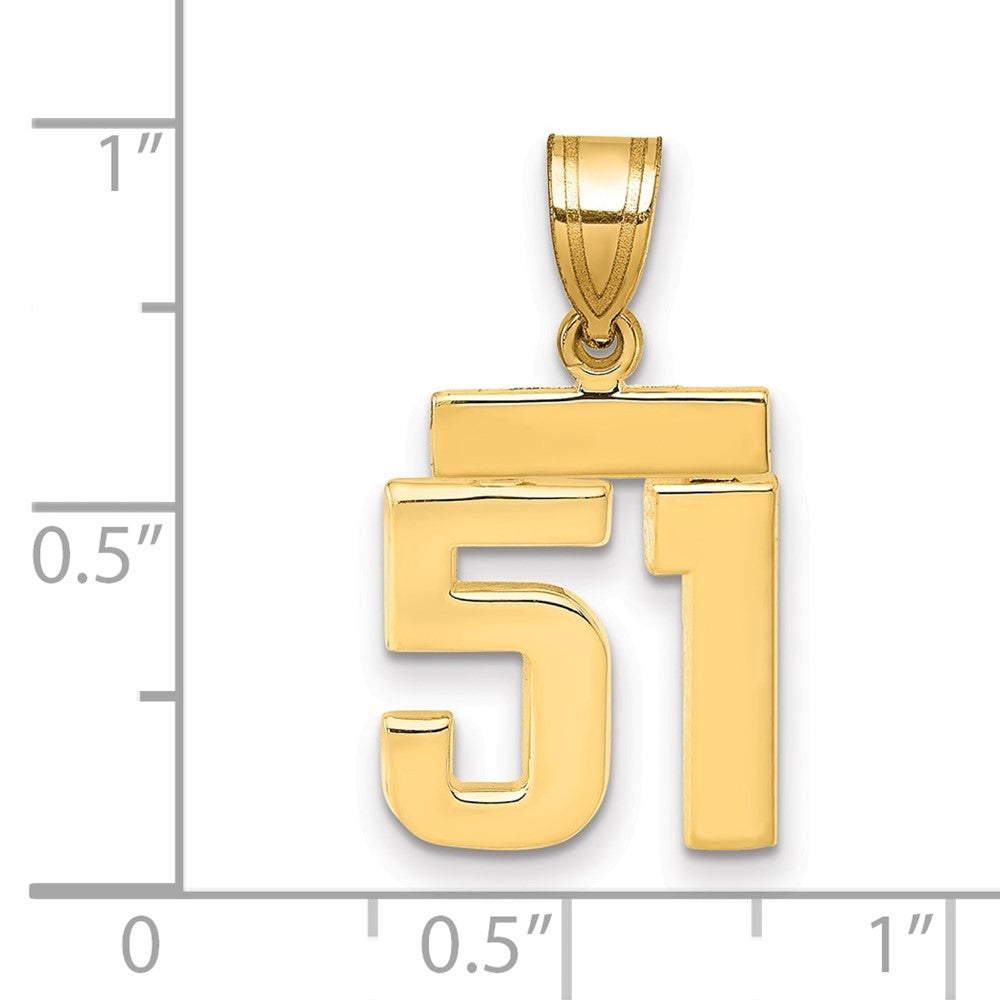 14k Yellow Gold Small Polished Number 51 Charm Pendant