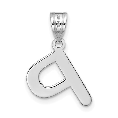 14k White Gold Polished Bubble Letter P Initial Pendant for Women