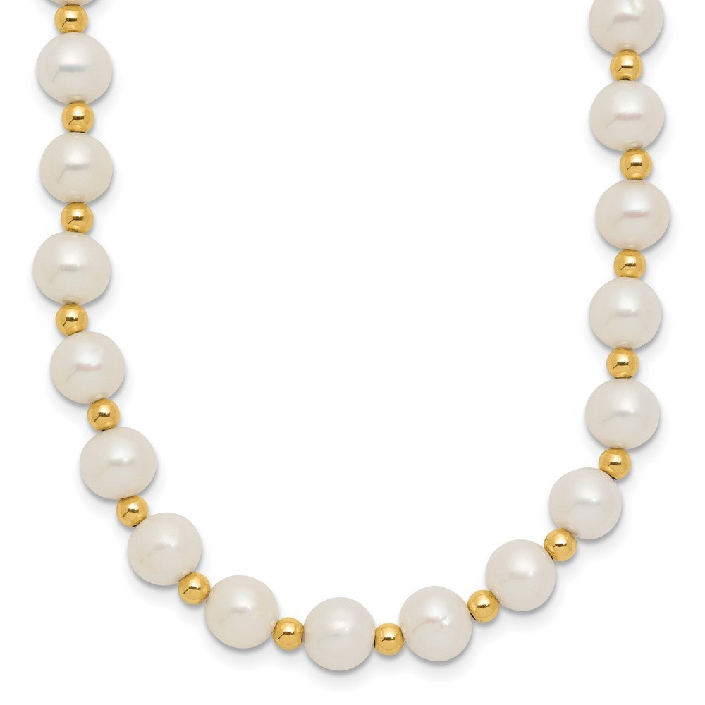 14k Yellow Gold 6-7mm White Freshwater Cultured Pearl Beaded 18 inch Necklace