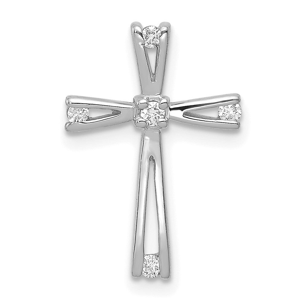 14k White Gold Diamond Cross Pendant