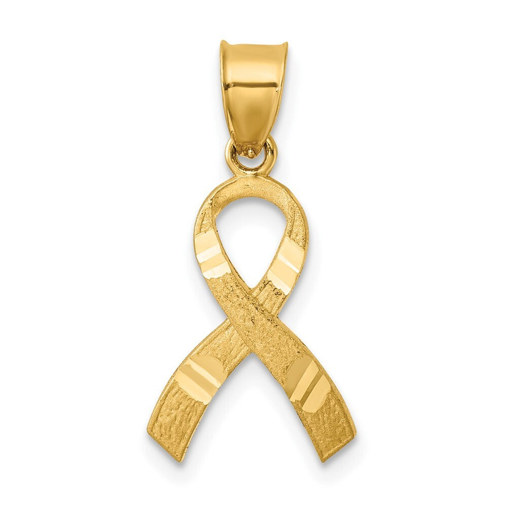 14k Yellow Gold Diamond-cut Awareness Pendant for Women