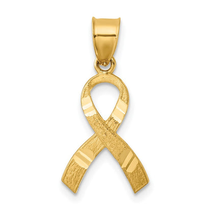 14k Yellow Gold Diamond-cut Awareness Pendant for Women