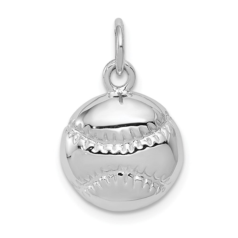 14k White Gold Baseball Charm Pendant for Women