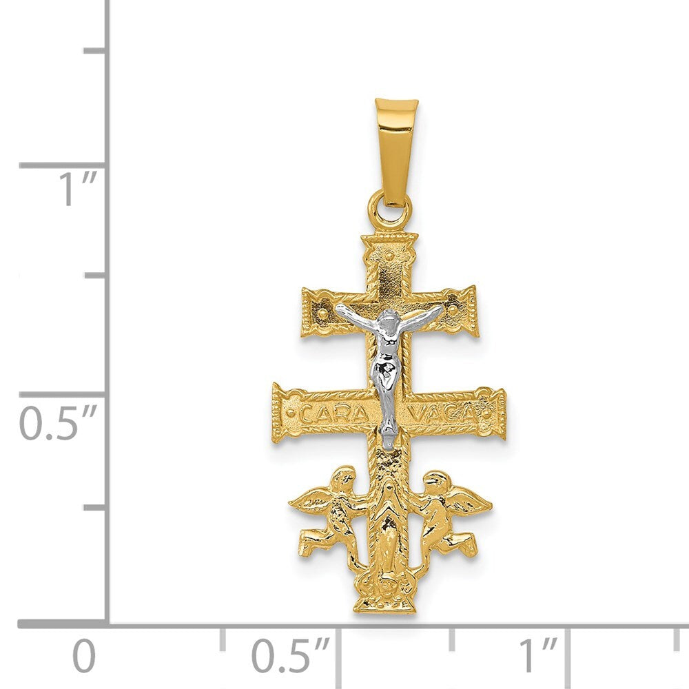 14k Two-tone Gold Cara Vaca Crucifix Pendant for Women