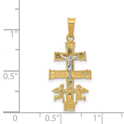 14k Two-tone Gold Cara Vaca Crucifix Pendant for Women