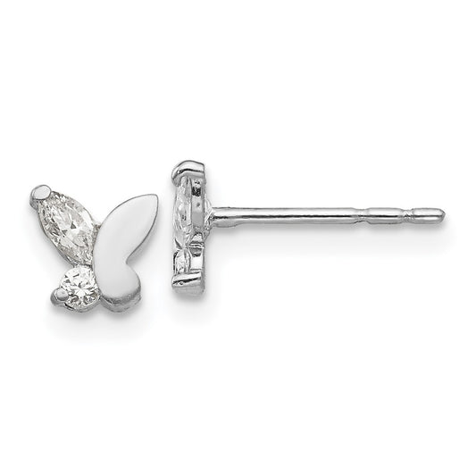 14k White Gold Madi K CZ Butterfly Post Earrings