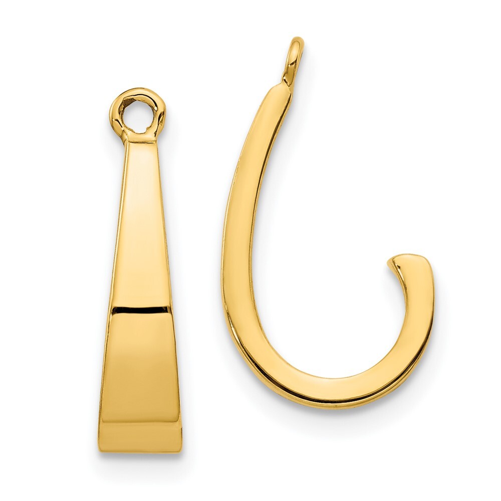 14k Yellow Gold Polished J-Hoop Earring Jackets Gift for Women